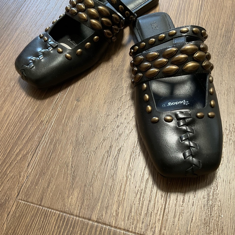 Zara Black and Gold Mules